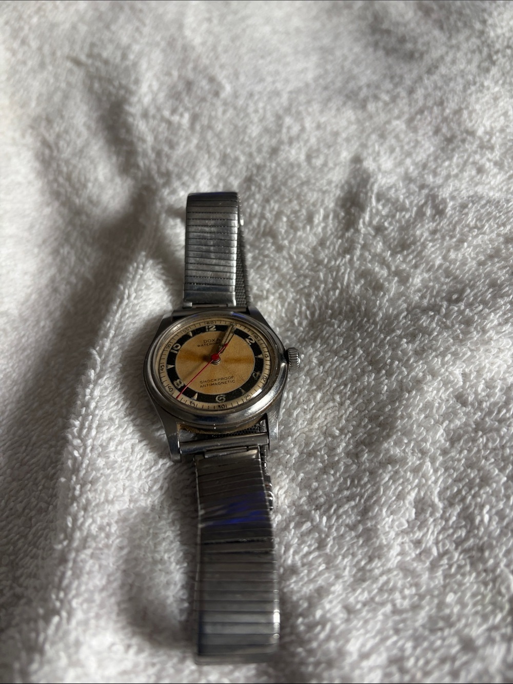 Vintage Stainless Steel Wristwatch with Champagne Dial